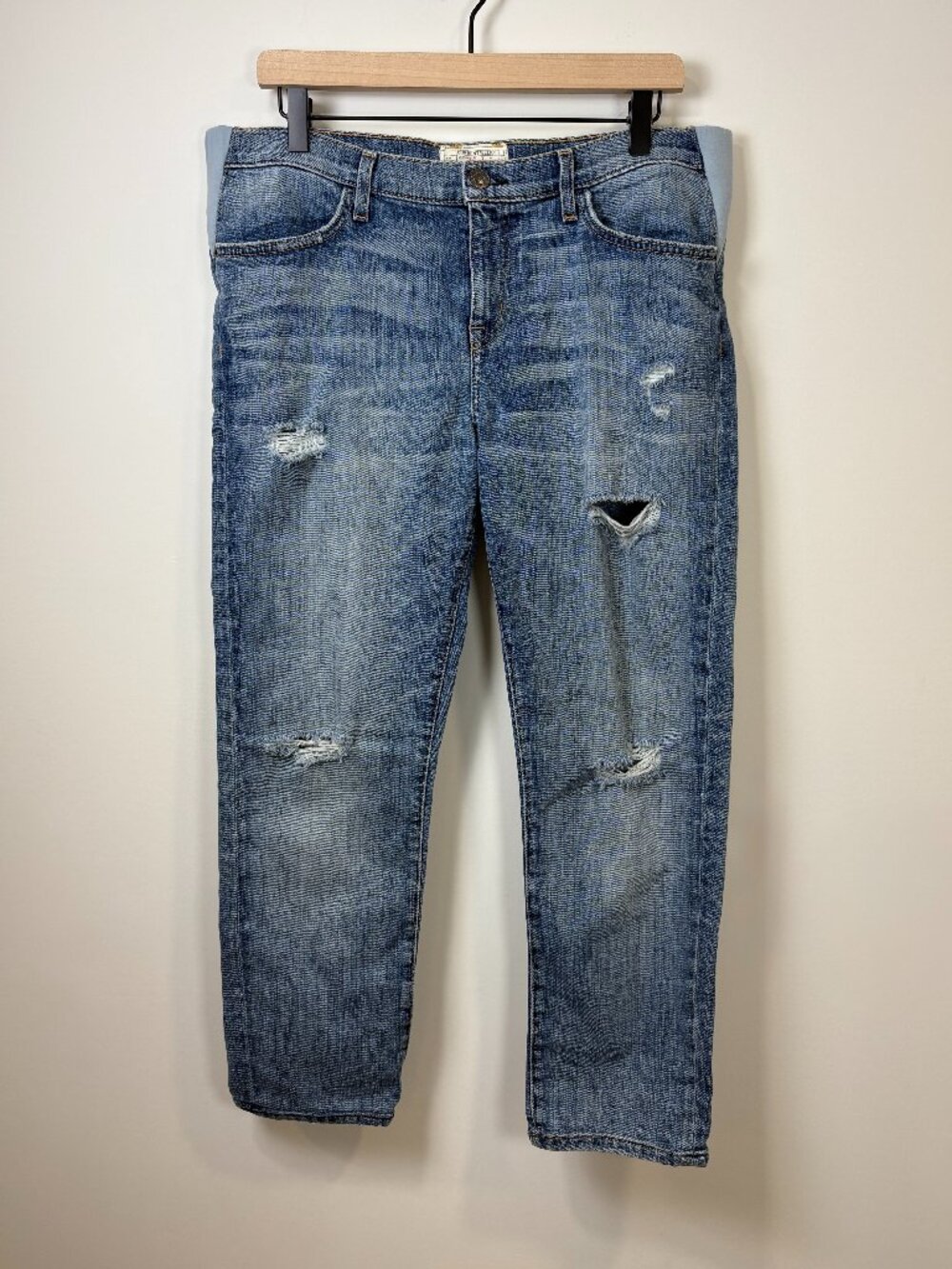 🌟 HATCH X CURRENT / ELLIOTT 🌟 MATERNITY BOYFIREND SUPER DESTROYED JEANS 28